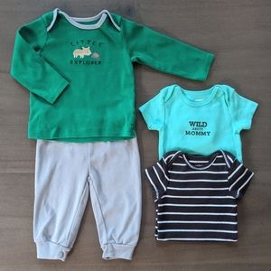 ⭐ Little Explorer Shirt/ Onesie & Pant 4 piece Set